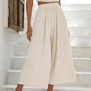 Shein High Waist Lettuce Trim Wide Leg Pants